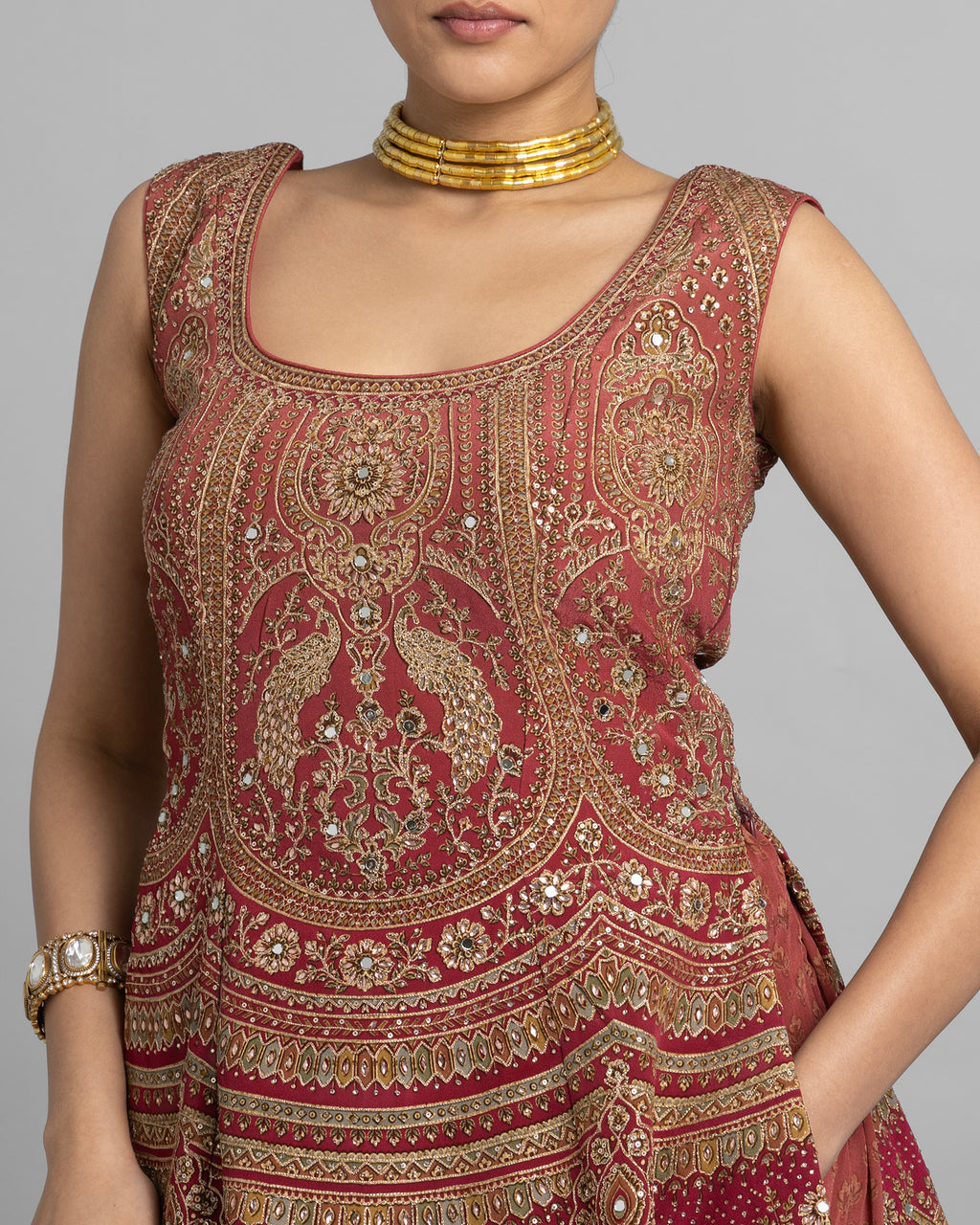 OMBRE RUST PRINTED CREPE KURTI & PALAZZO