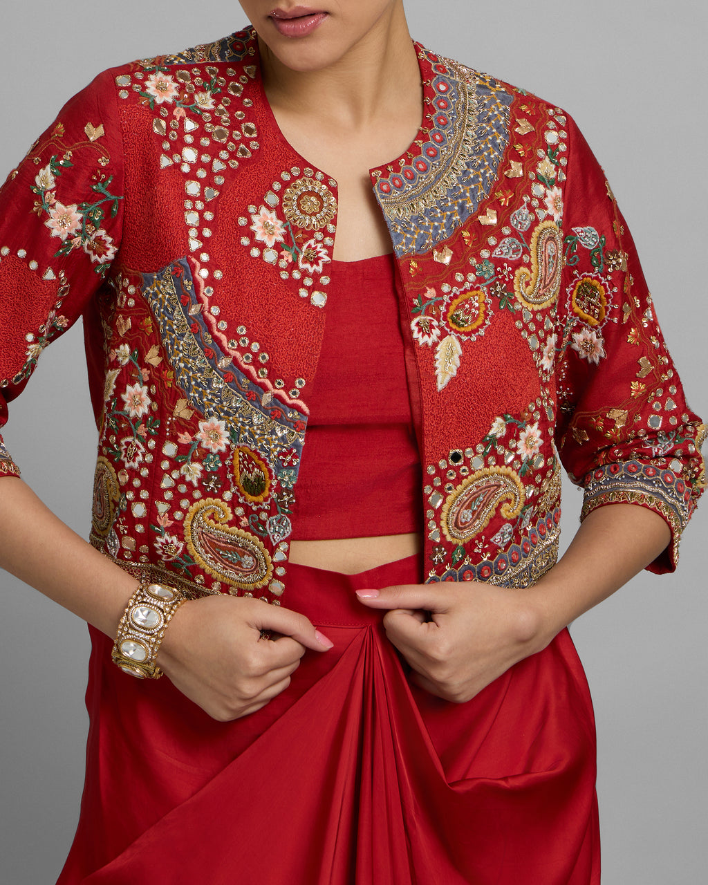 BURNT ORANGE CROPPED JACKET ENSEMBLE