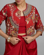BURNT ORANGE CROPPED JACKET ENSEMBLE