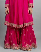 RANI PINK GHARARA SET WITH LEHERIYA DUPATTA