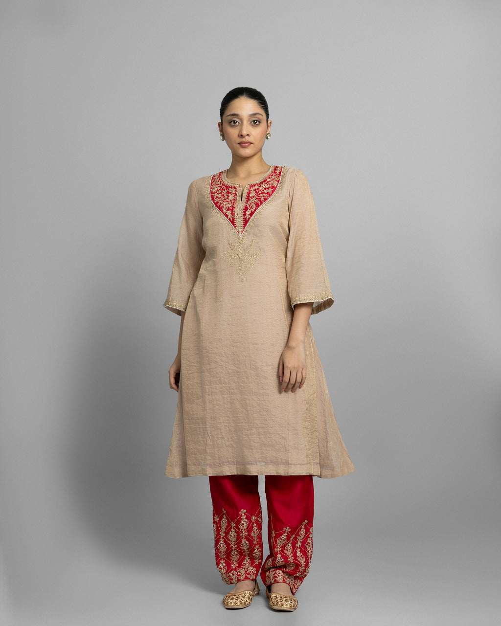 BLUSH GOLD MARODI KURTA & FARSI SALWAR