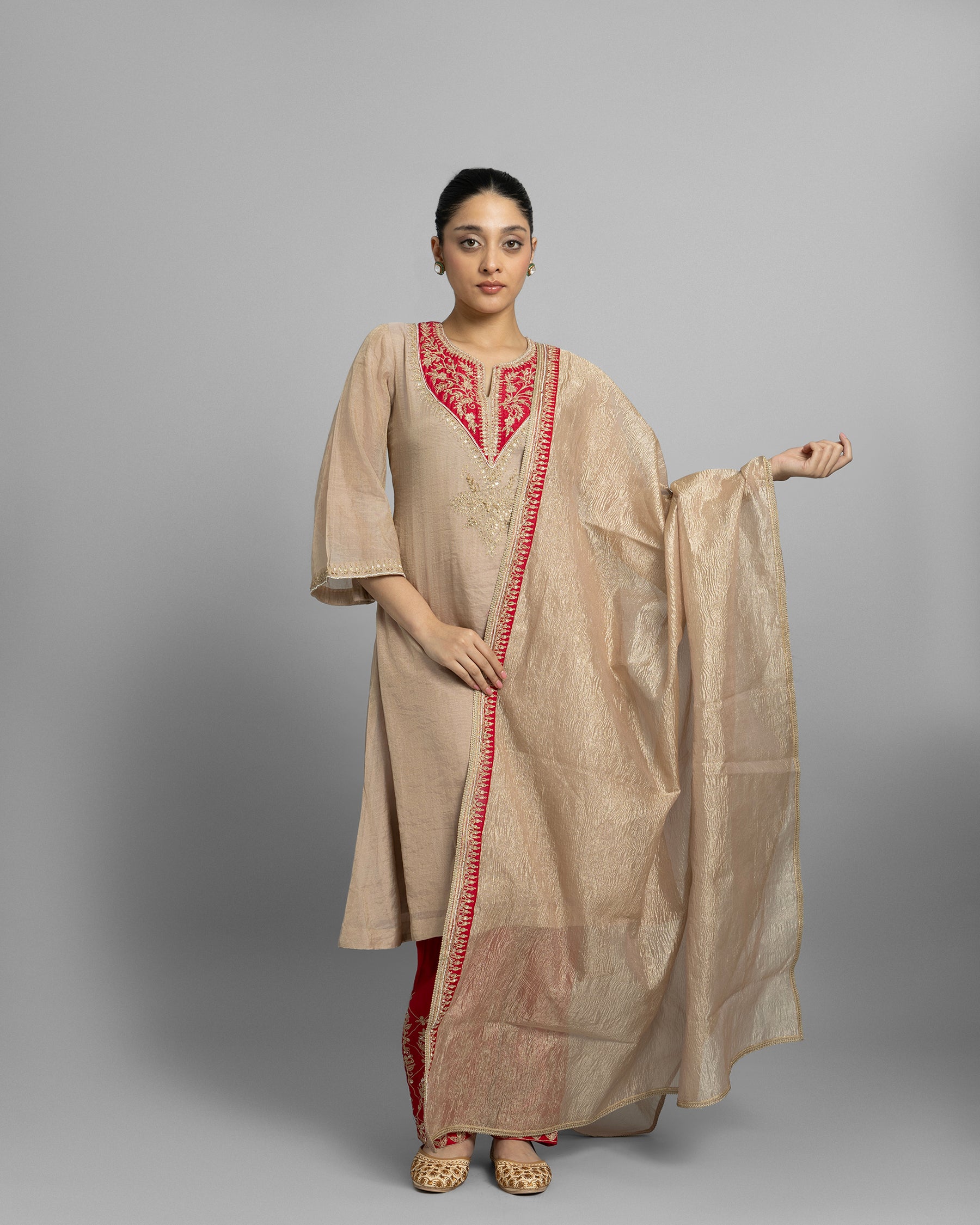 BLUSH GOLD MARODI KURTA & FARSI SALWAR