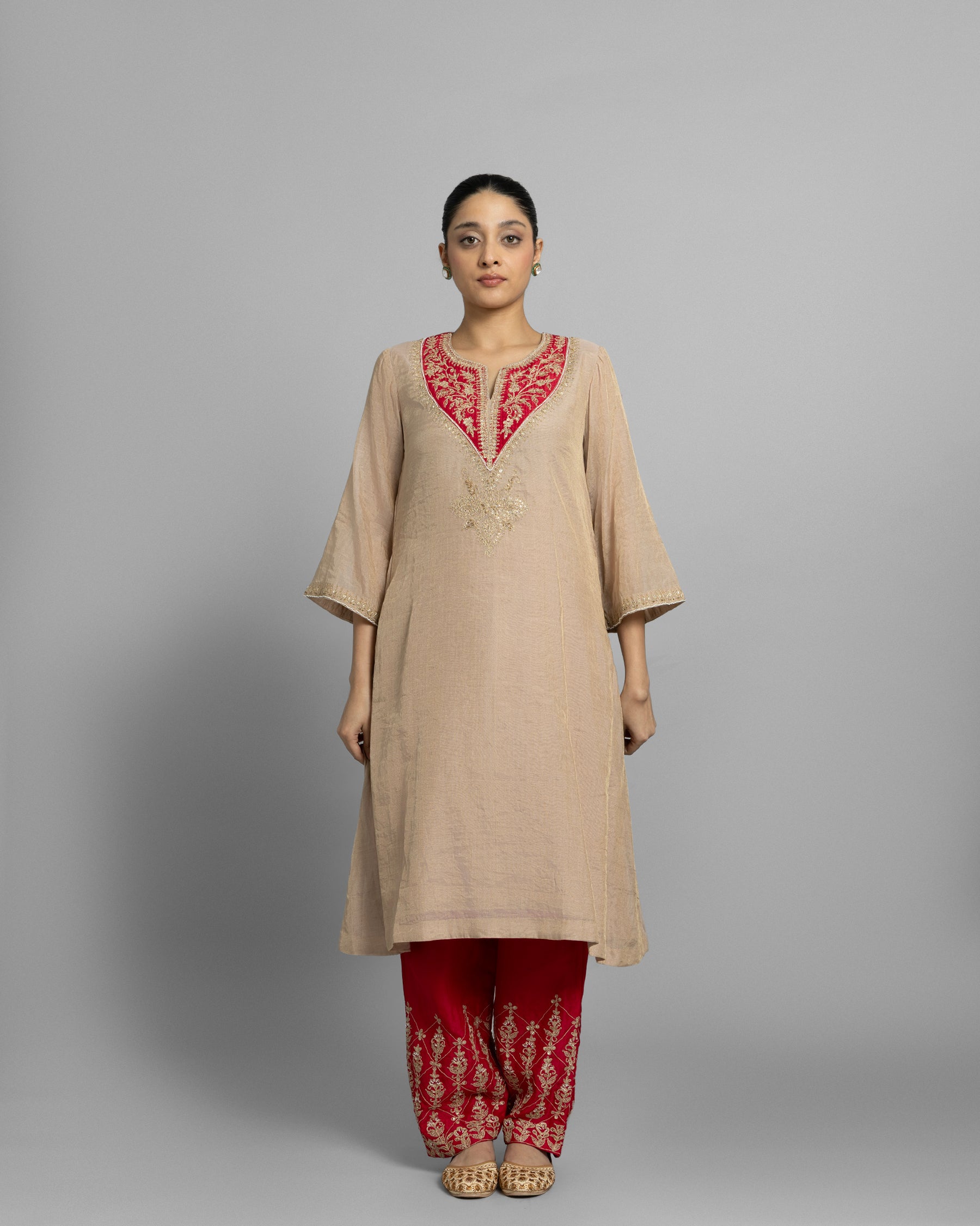 BLUSH GOLD MARODI KURTA & FARSI SALWAR