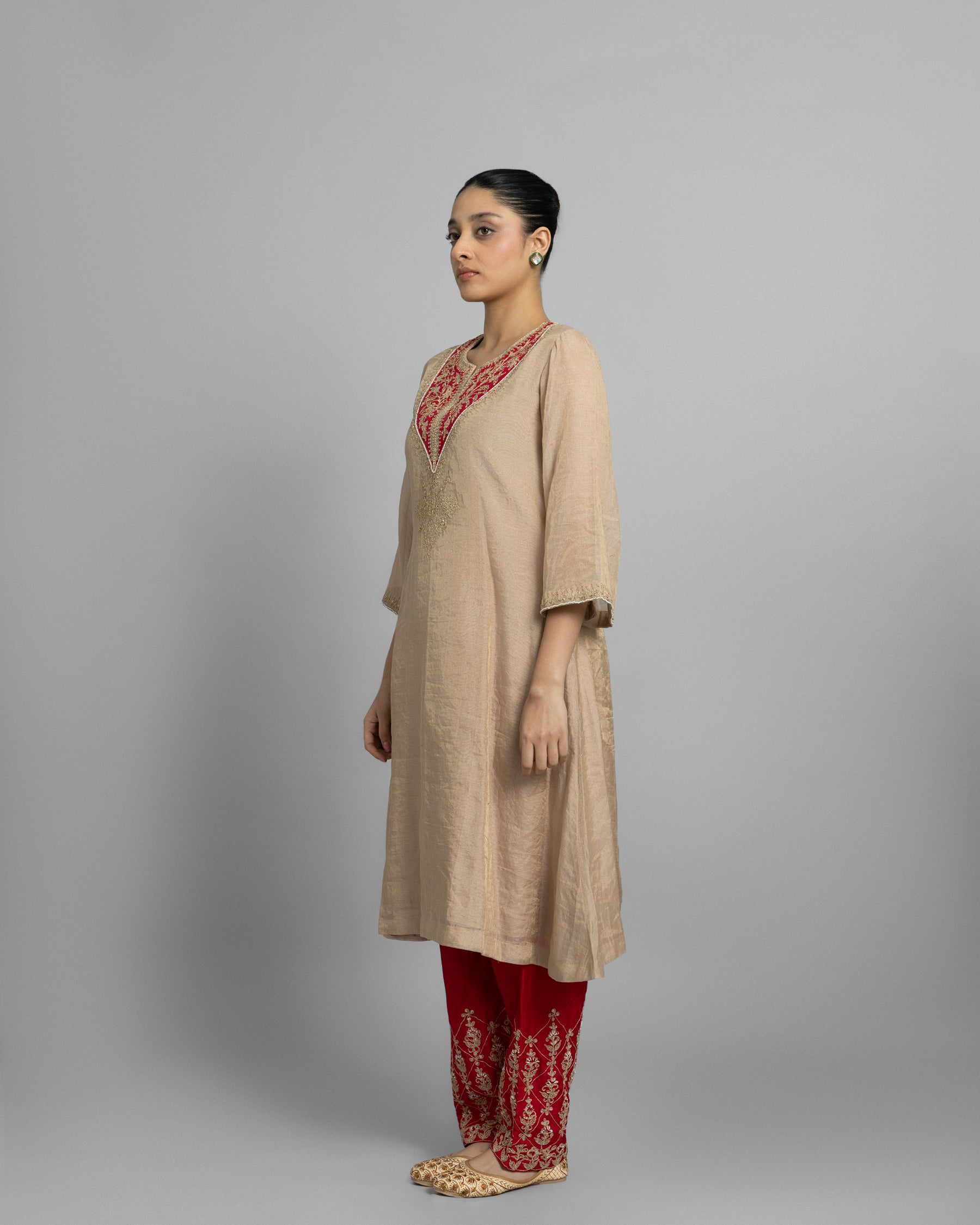 BLUSH GOLD MARODI KURTA & FARSI SALWAR