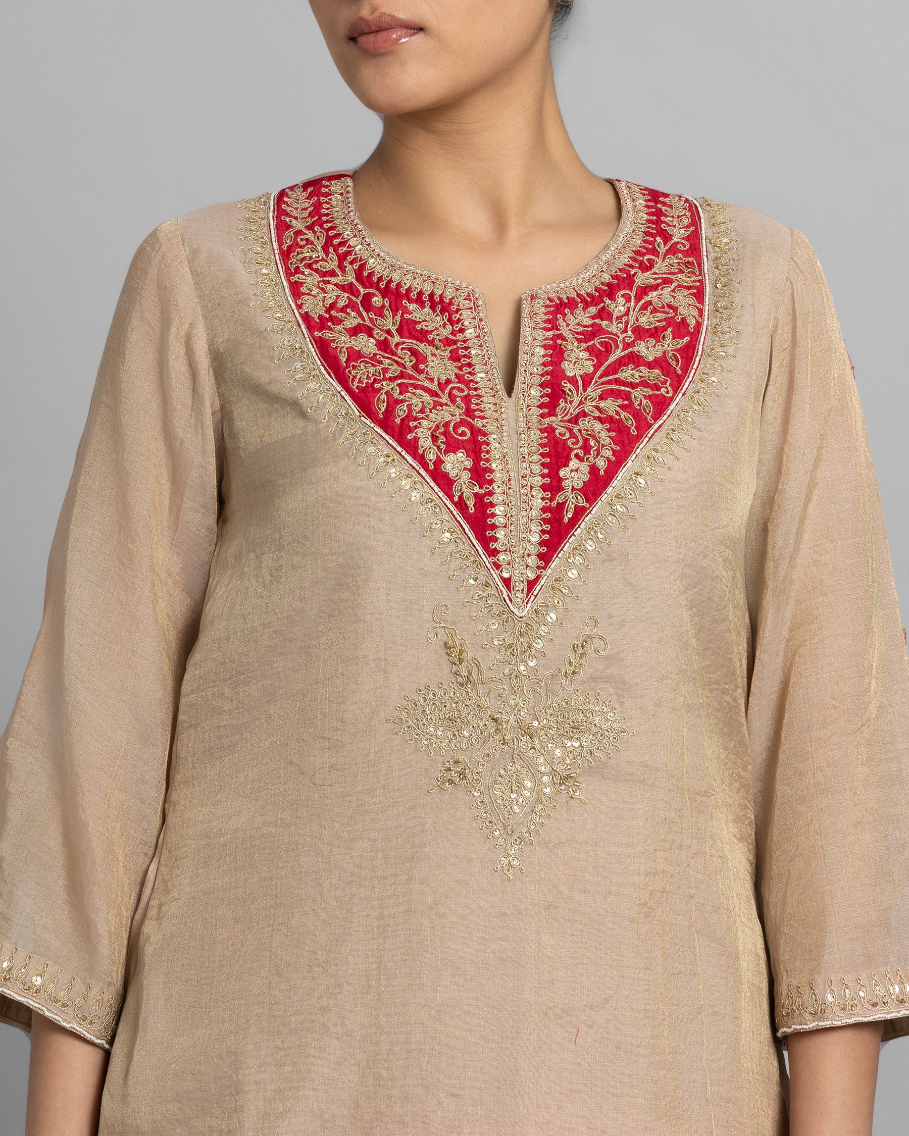 BLUSH GOLD MARODI KURTA & FARSI SALWAR