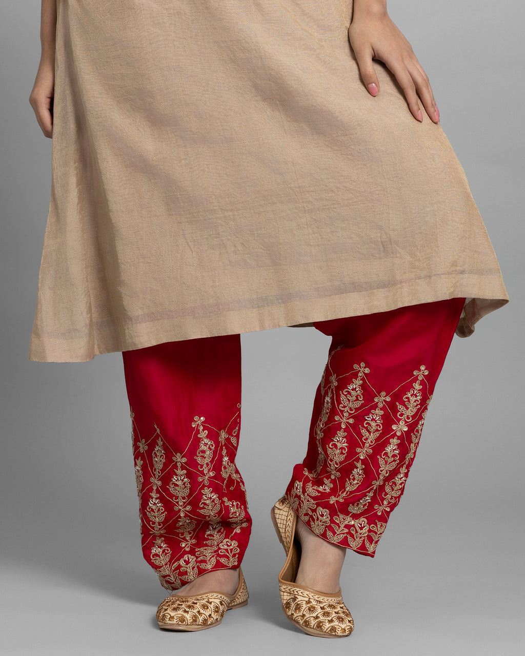 BLUSH GOLD MARODI KURTA & FARSI SALWAR