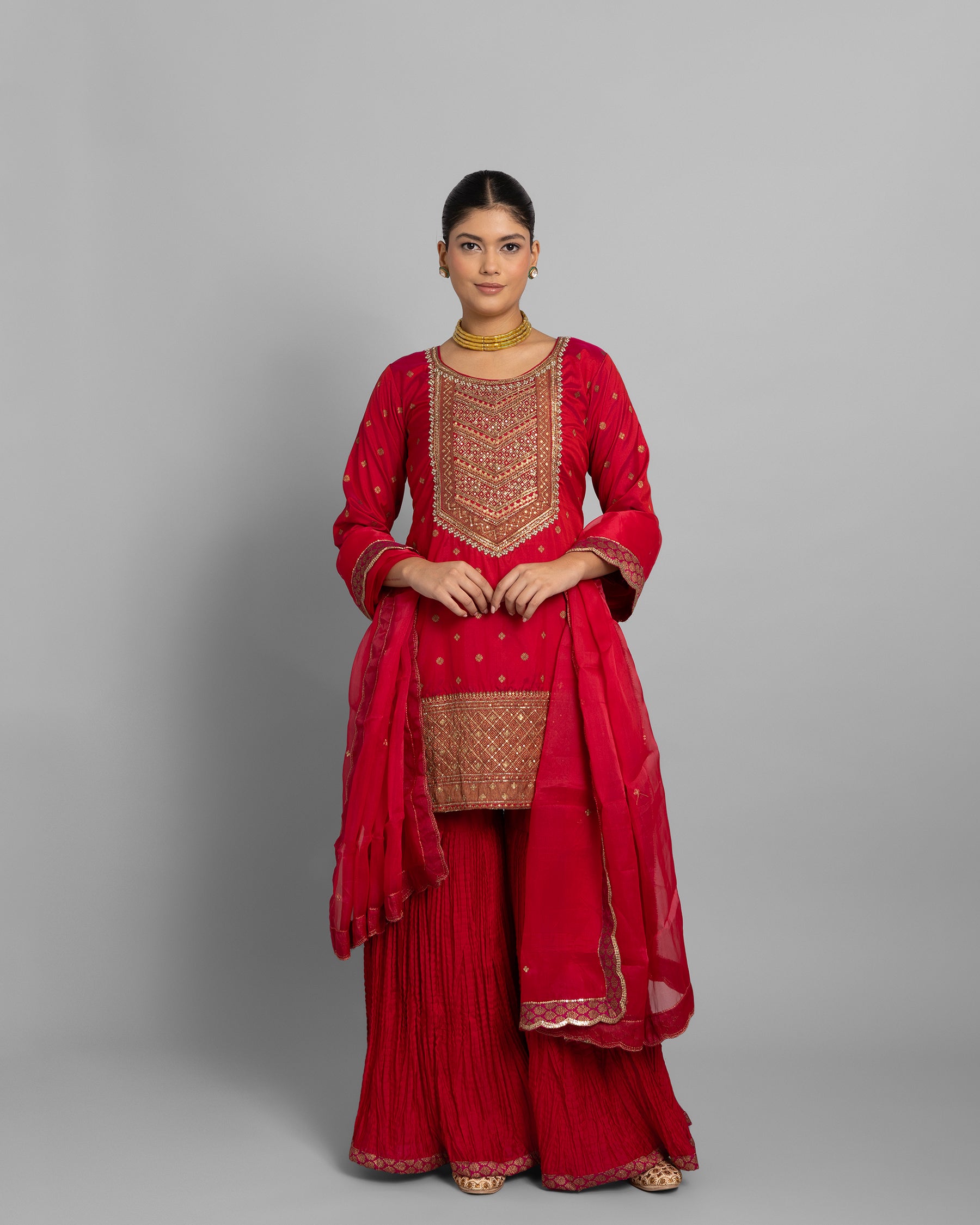 BANARASI EMBROIDERED GHARARA SET