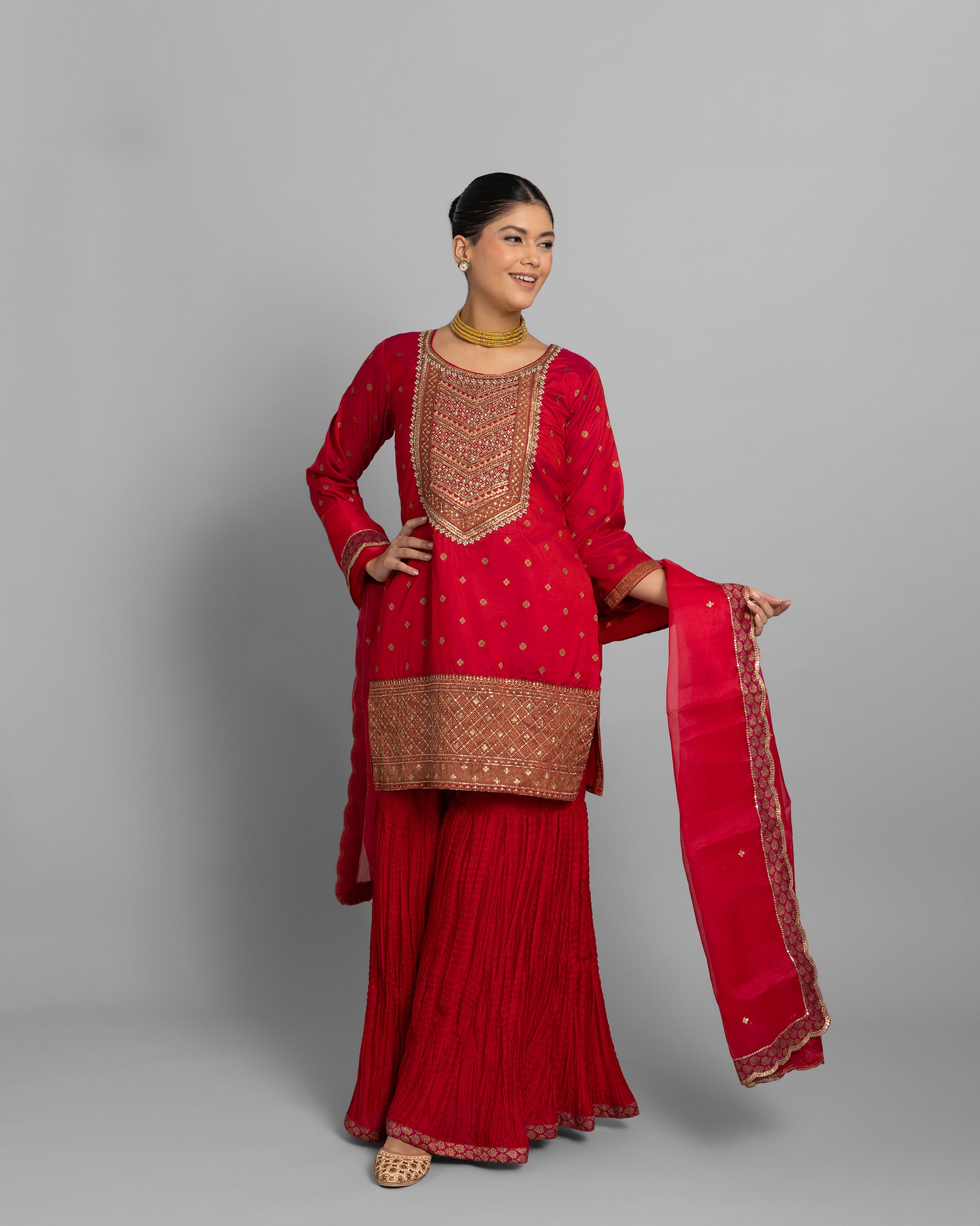 BANARASI EMBROIDERED GHARARA SET
