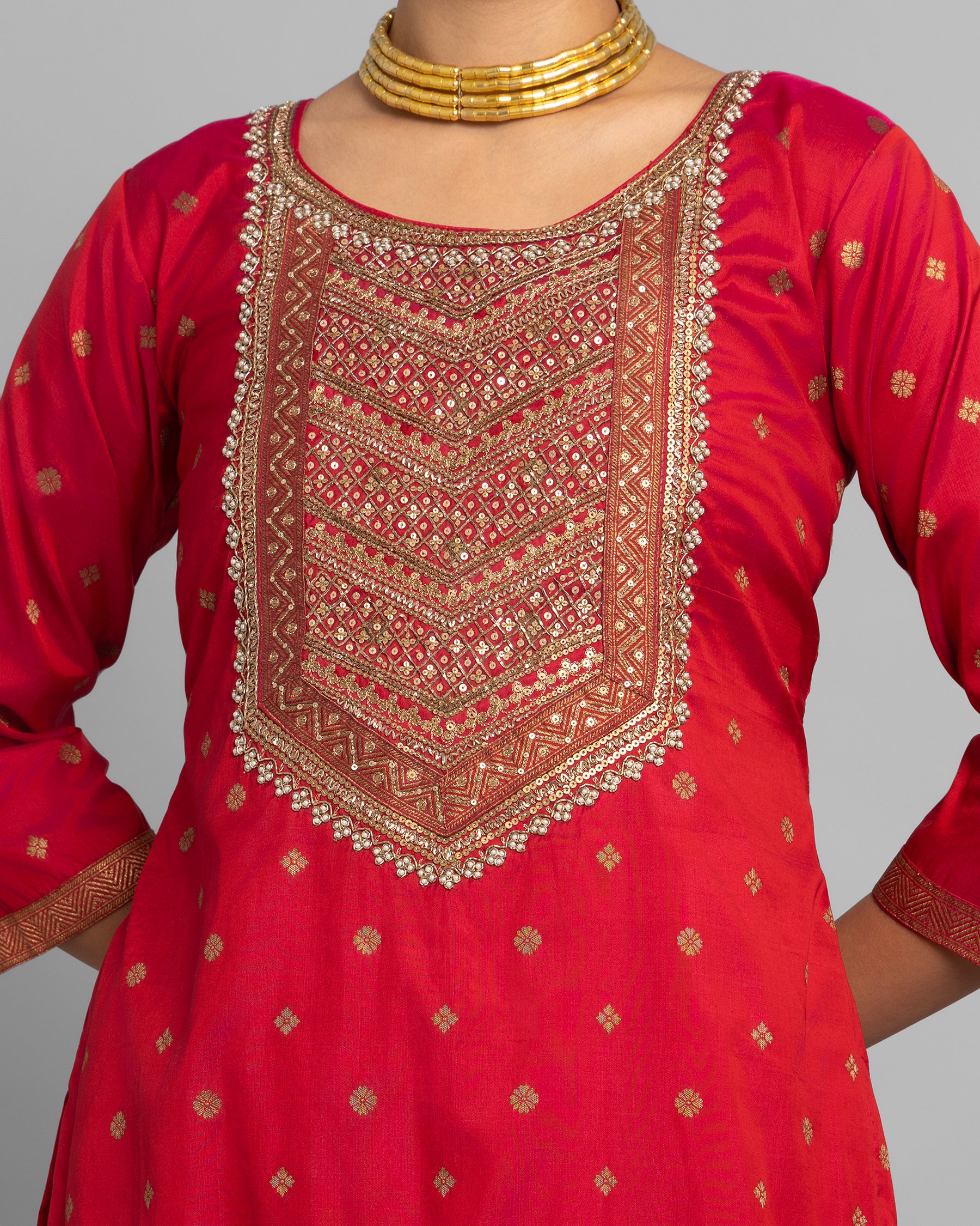 BANARASI EMBROIDERED GHARARA SET