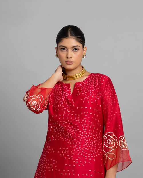 CRIMSON BANDHANI SUIT SET