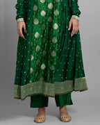 EMERALD GREEN BANARASI BANDHEJ ANARKALI SET