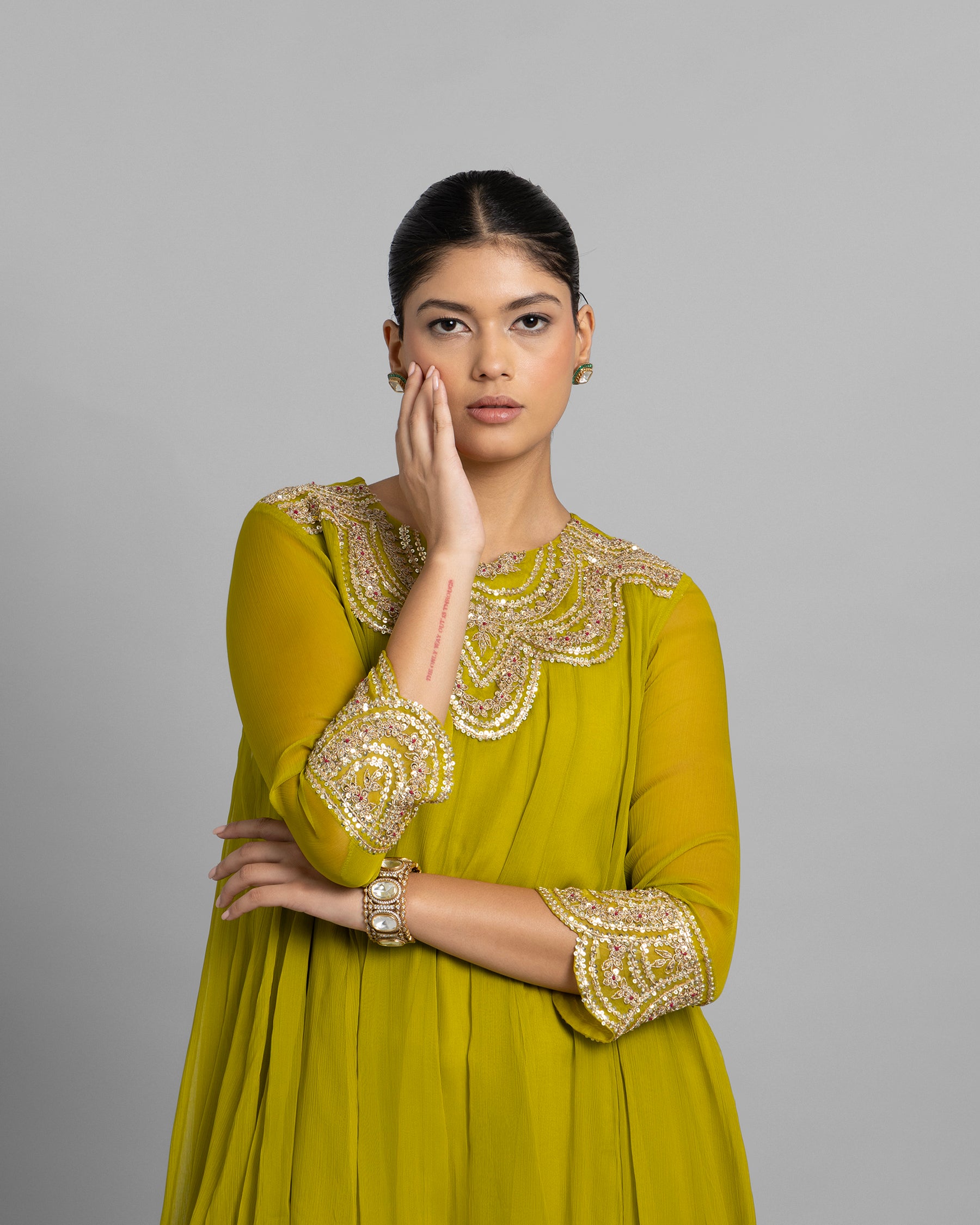 MEHENDI GREEN FLOWY FUSION ENSEMBLE
