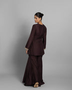 CHESTNUT BROWN SILK KURTA & GHARARA SET