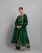 EMERALD GREEN BANARASI BANDHEJ ANARKALI SET