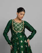 EMERALD GREEN BANARASI BANDHEJ ANARKALI SET