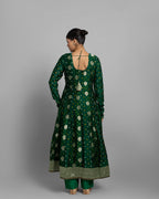 EMERALD GREEN BANARASI BANDHEJ ANARKALI SET