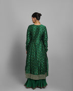 EMERALD GREEN BANARASI BANDHEJ ANGARAKHA ENSEMBLE