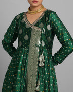 EMERALD GREEN BANARASI BANDHEJ ANGARAKHA ENSEMBLE