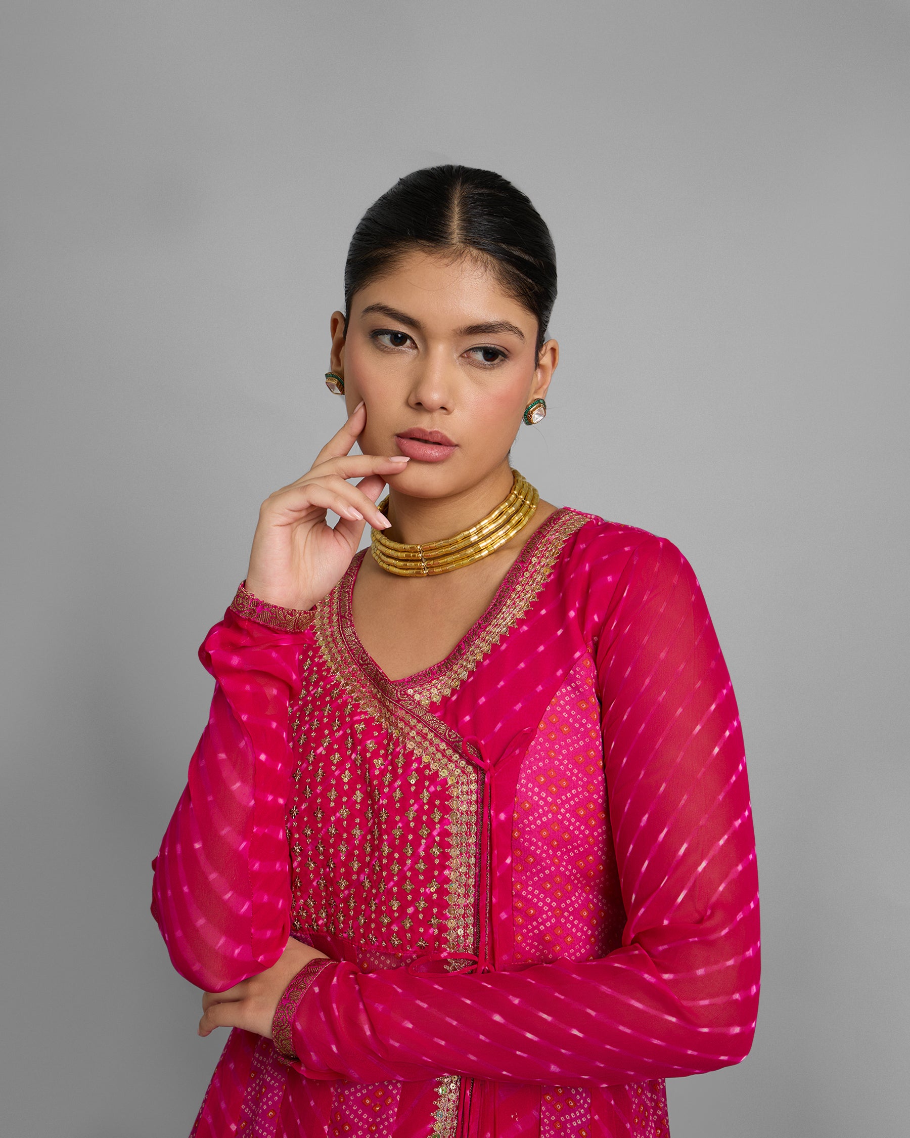 FUCHSIA ANGARAKHA ANARKALI SET