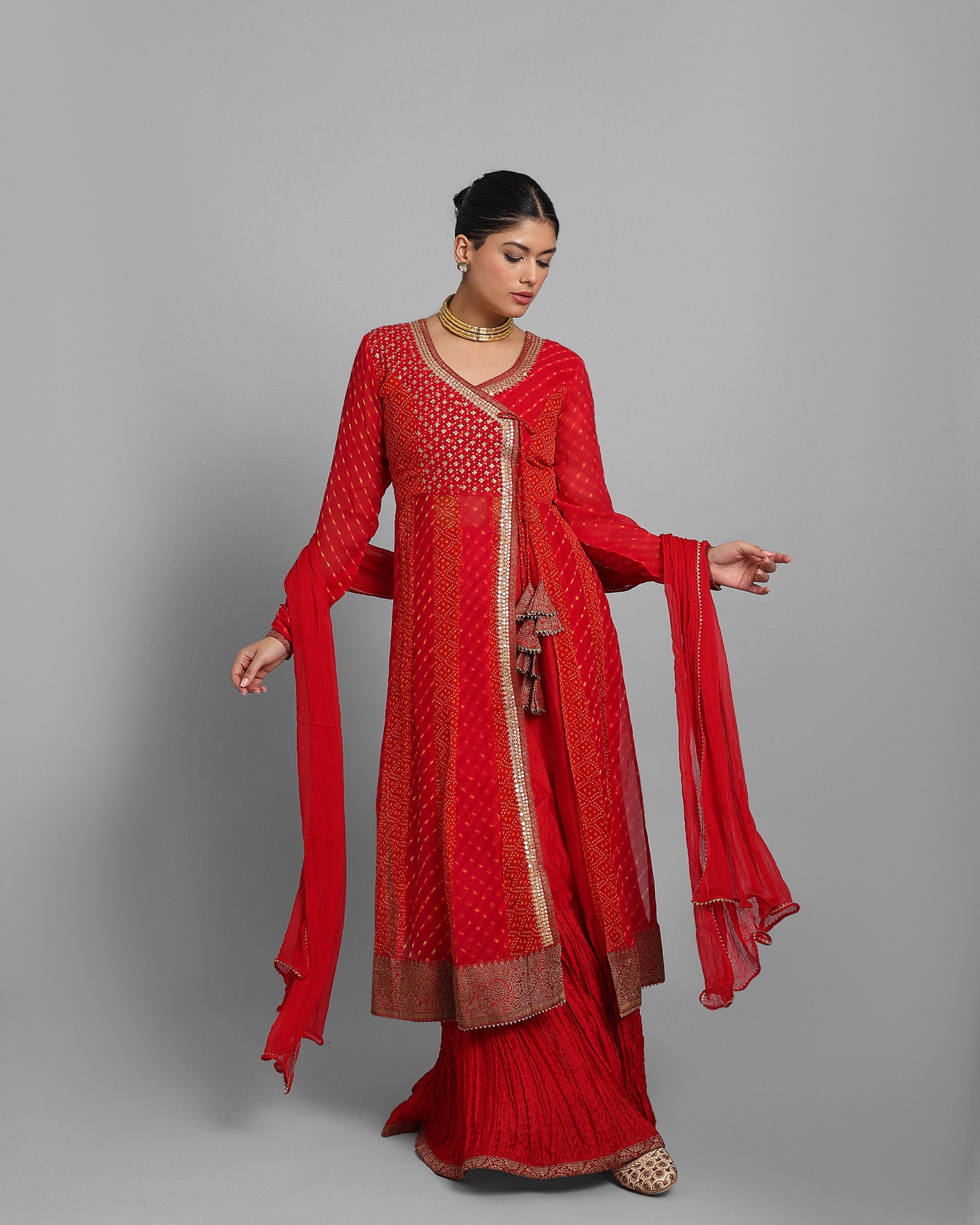 CRIMSON ANGARAKHA ANARKALI SET