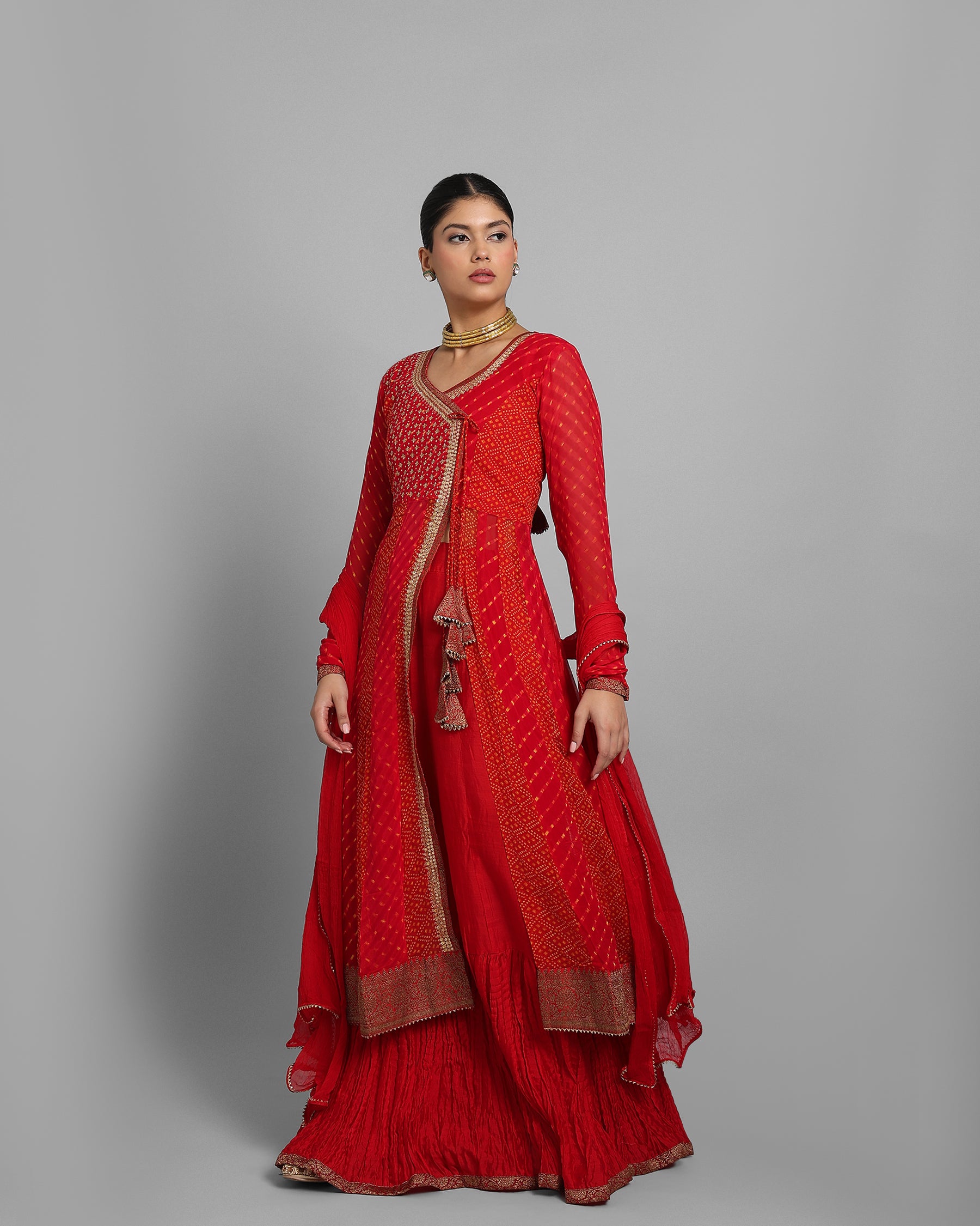 CRIMSON ANGARAKHA ANARKALI SET