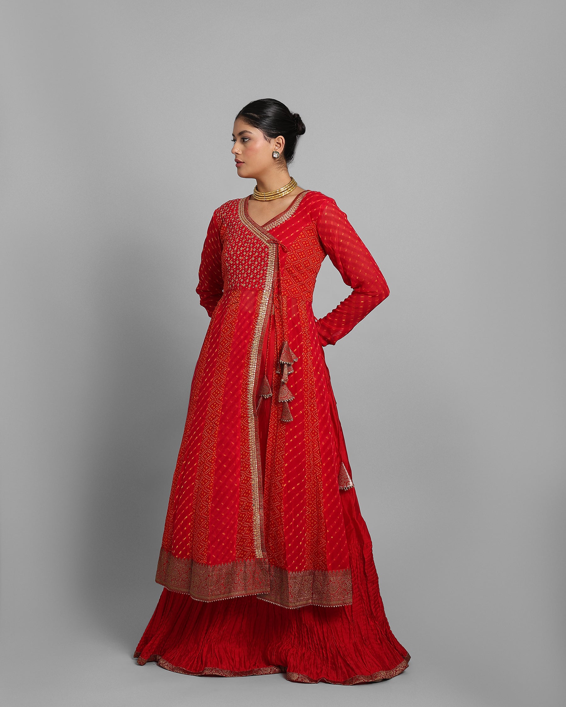 CRIMSON ANGARAKHA ANARKALI SET