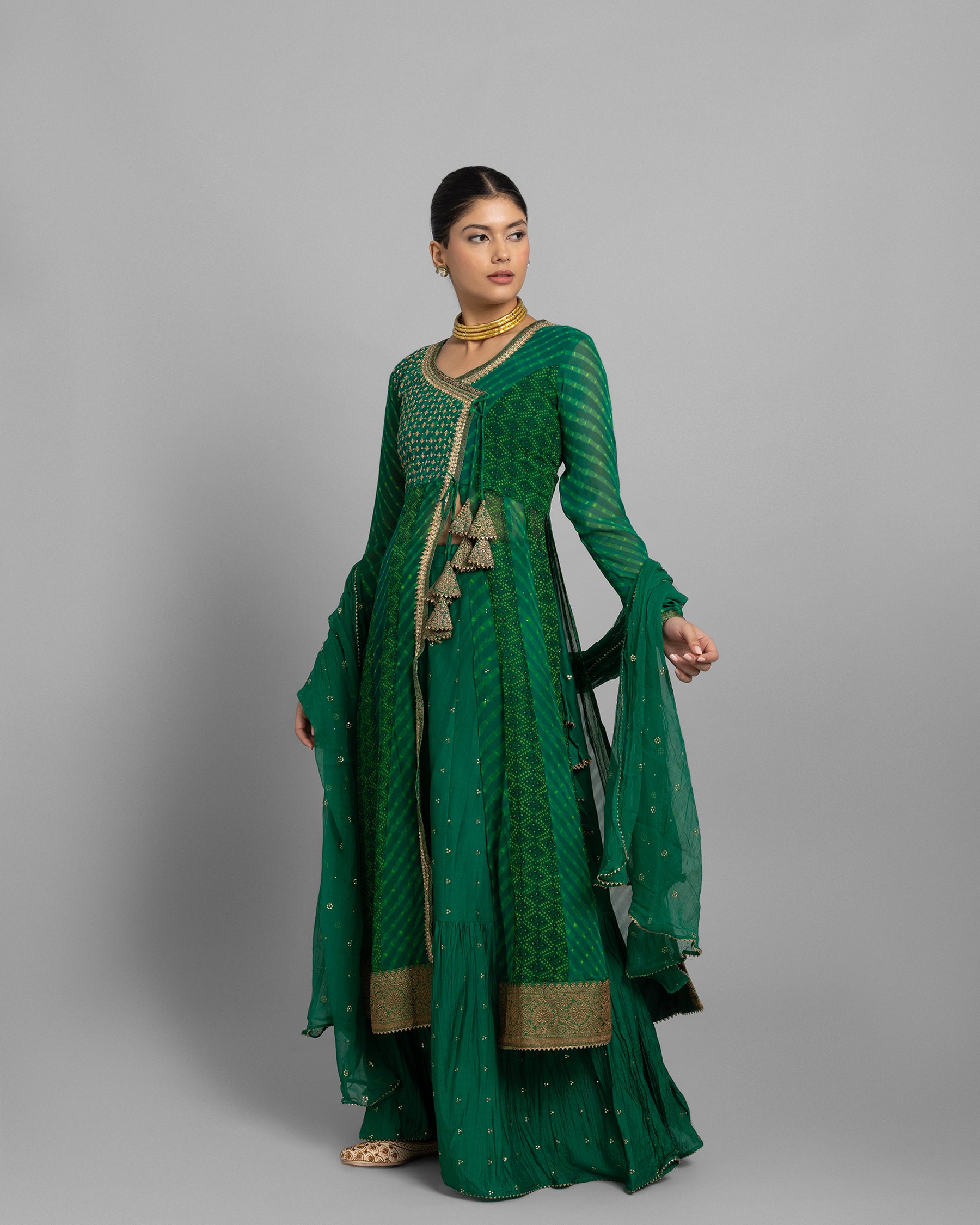 EMERALD GREEN ANGARAKHA ANARKALI SET
