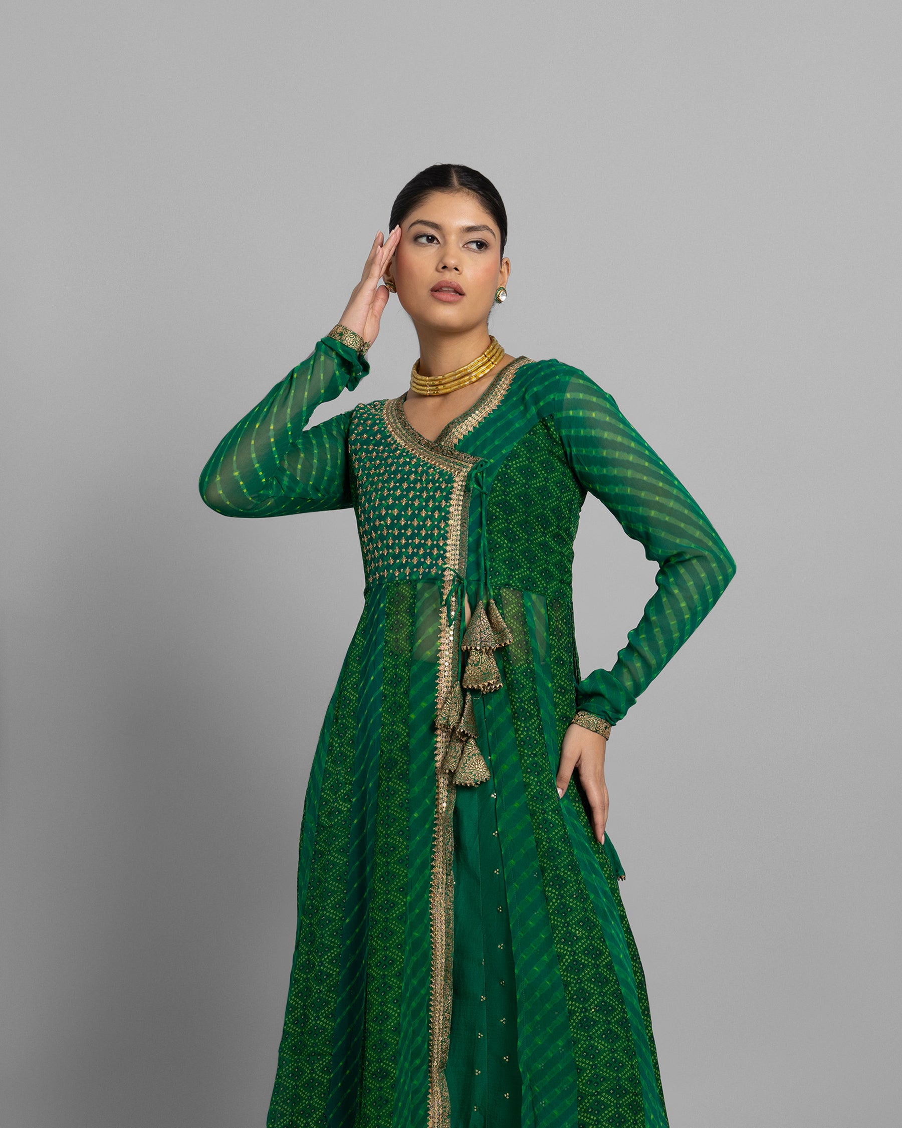 EMERALD GREEN ANGARAKHA ANARKALI SET