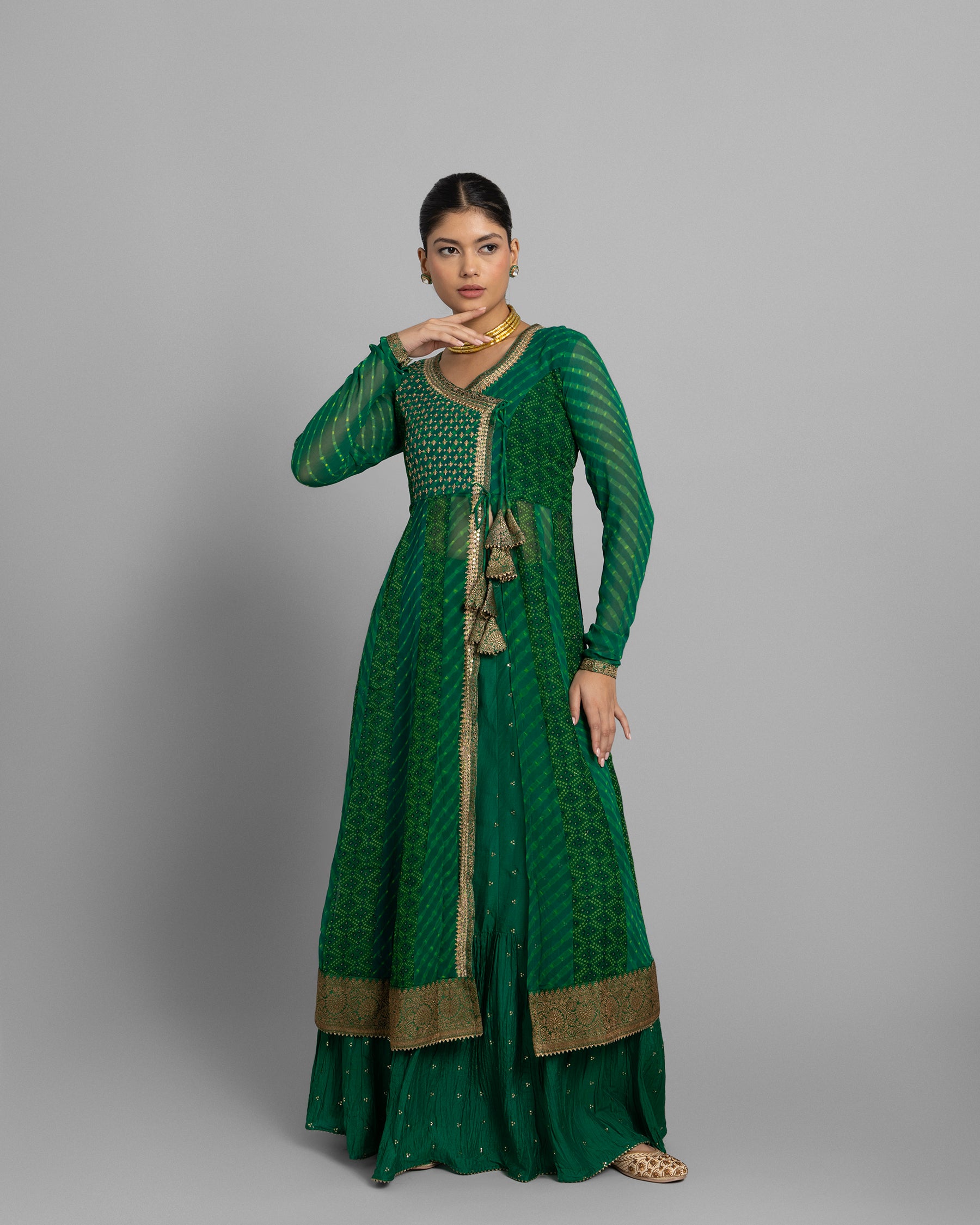 EMERALD GREEN ANGARAKHA ANARKALI SET