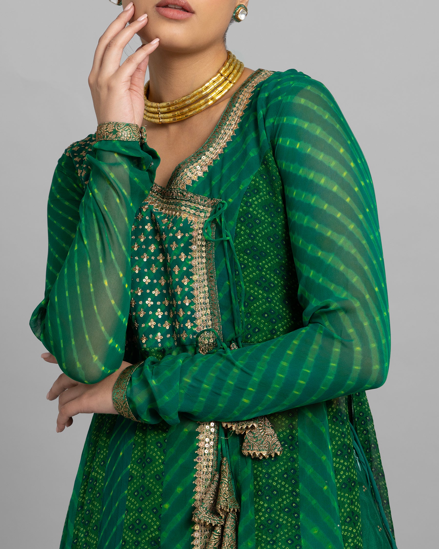 EMERALD GREEN ANGARAKHA ANARKALI SET