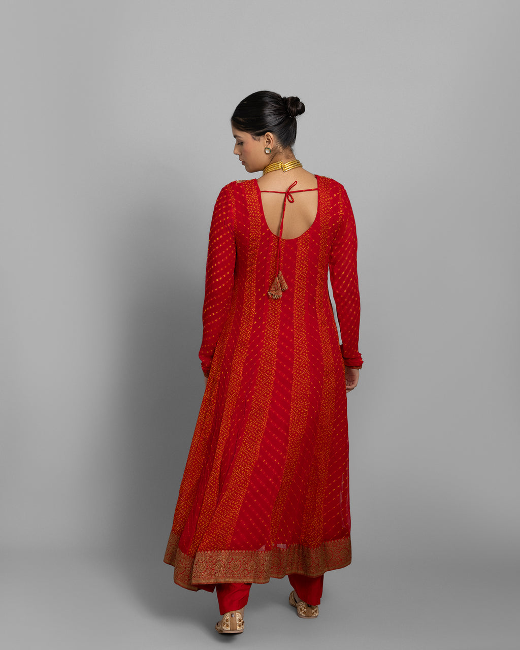 RED CHIFFON GEORGETTE ANARKALI ENSEMBLE