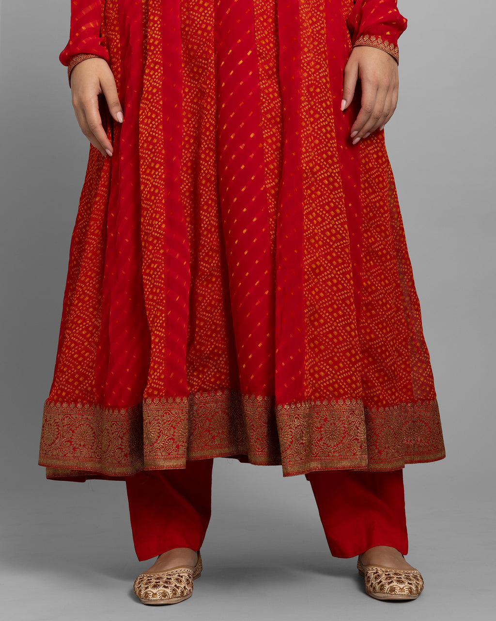 RED CHIFFON GEORGETTE ANARKALI ENSEMBLE