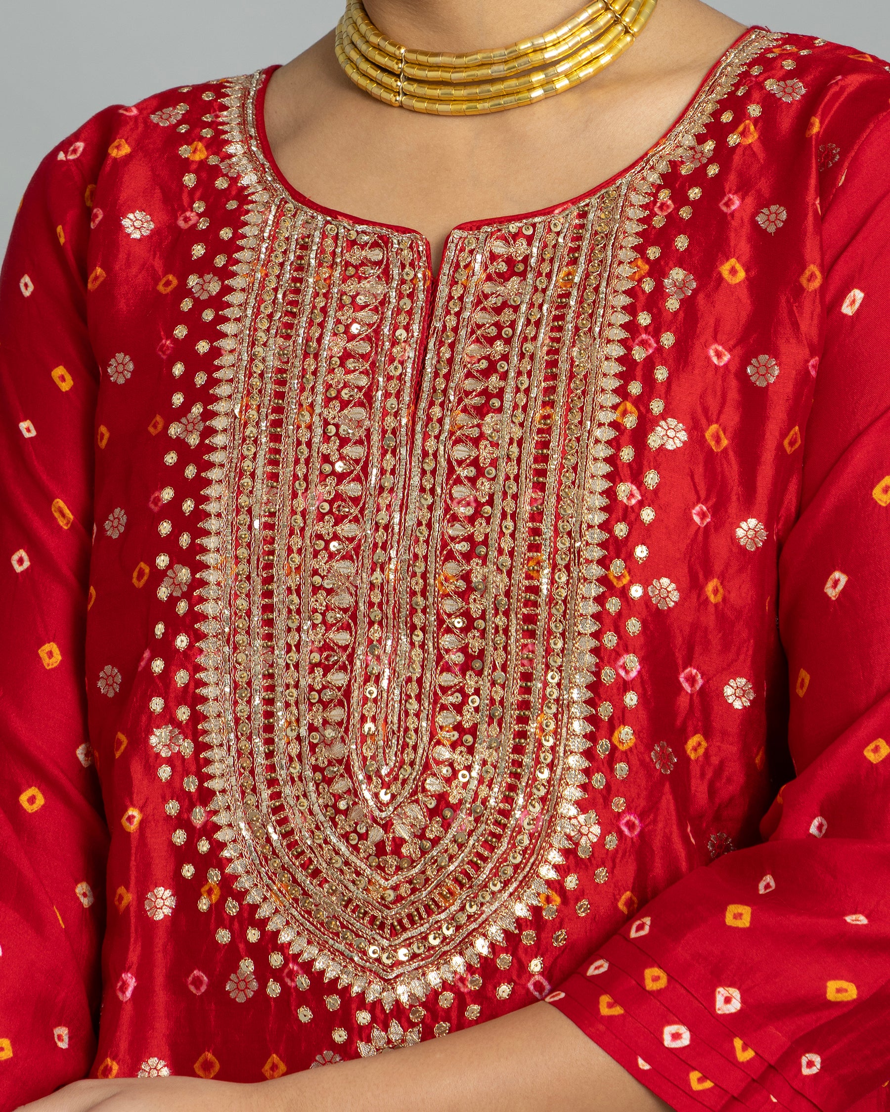 CRIMSON BANDHEJ-BANARASI DHOTI SALWAR SET