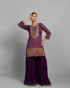 PURPLE BROCADE GHARARA SET