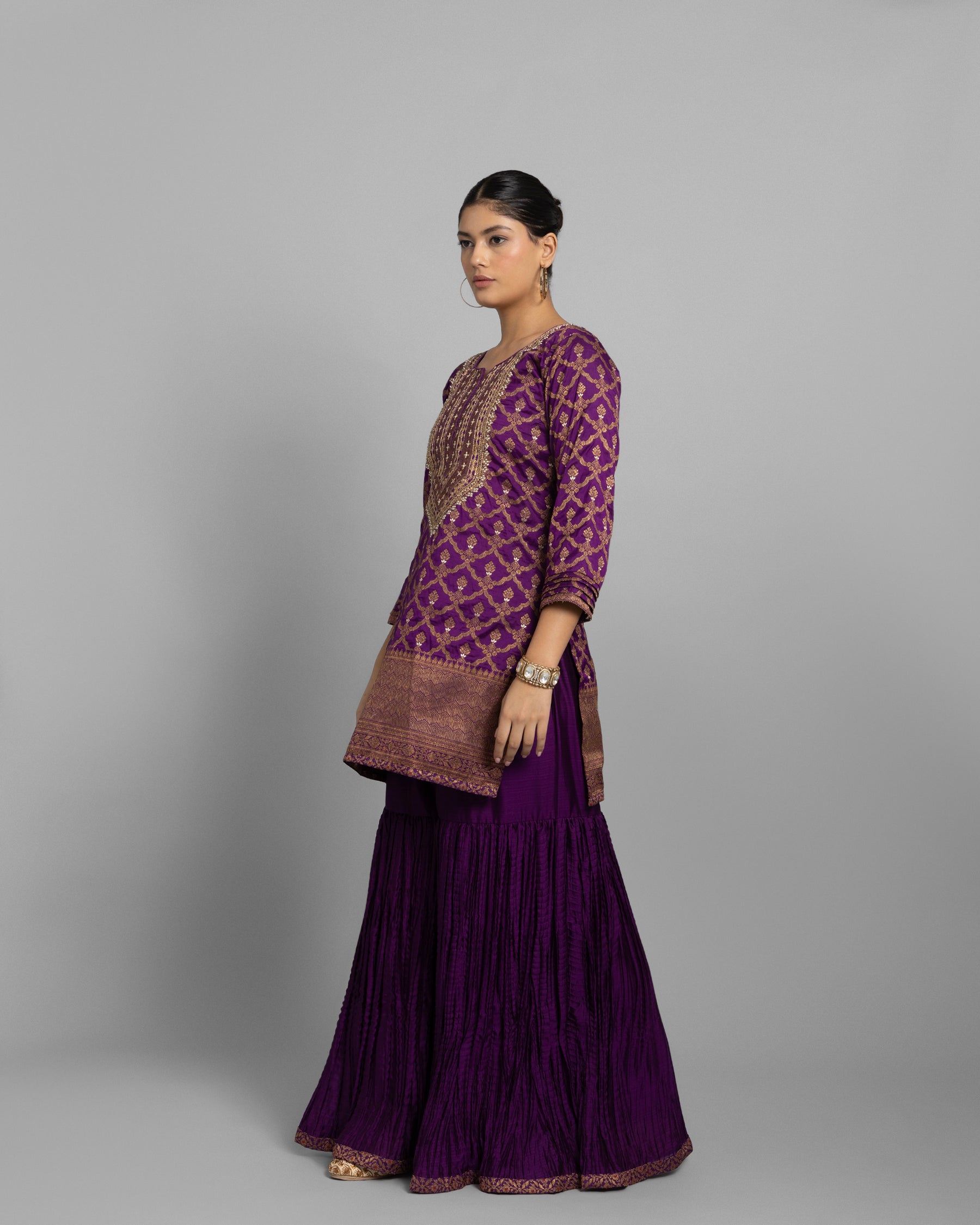 PURPLE BROCADE GHARARA SET