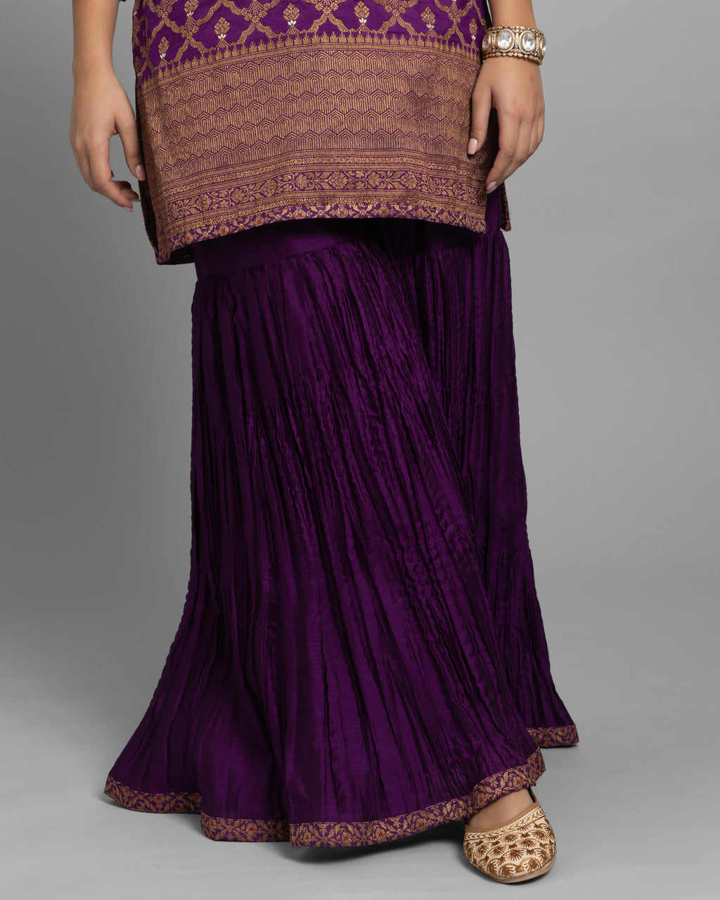 PURPLE BROCADE GHARARA SET