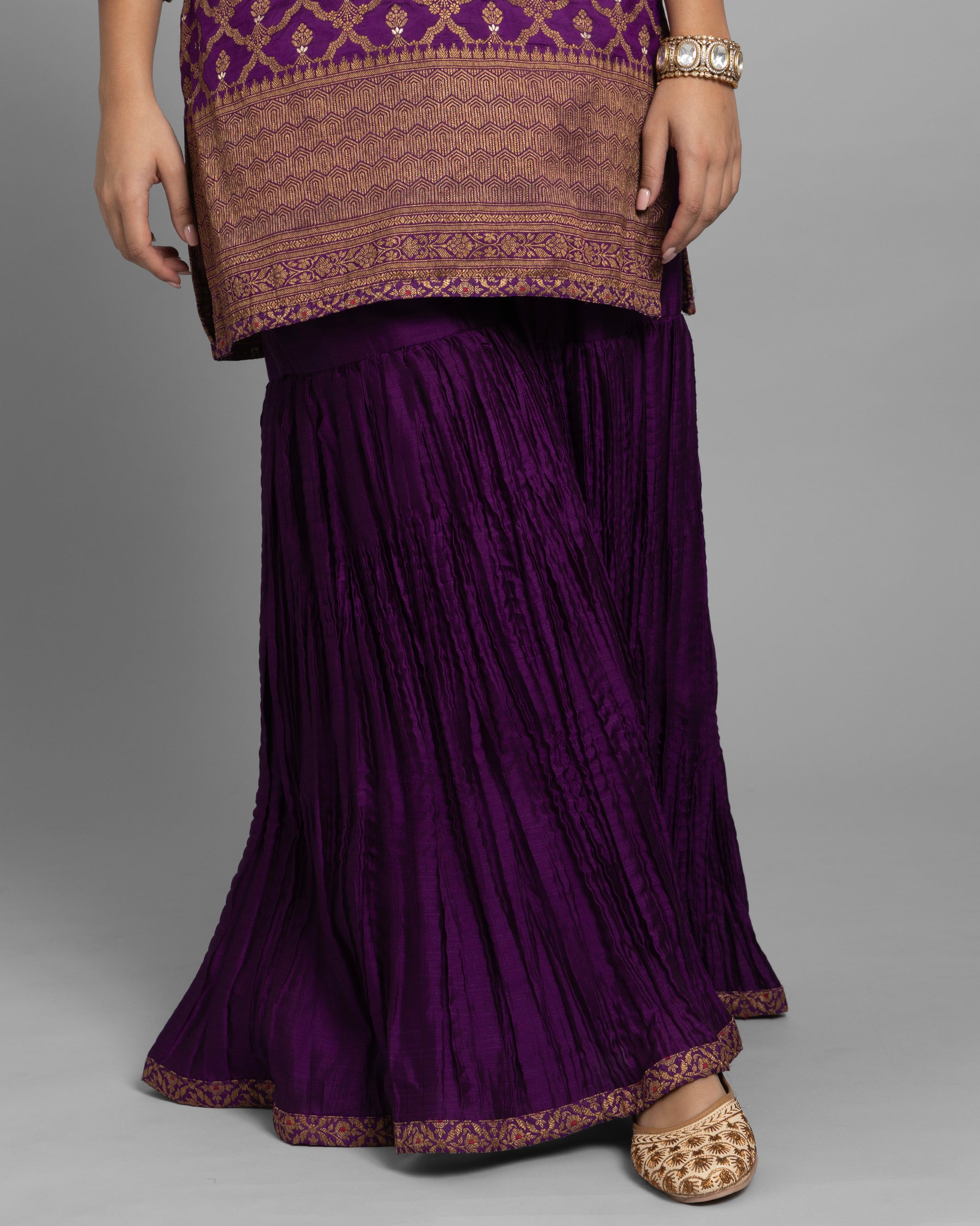 PURPLE BROCADE GHARARA SET