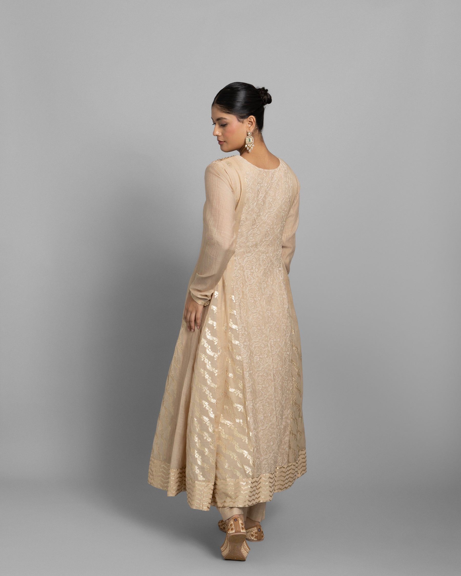 BEIGE LUCKNOWI ANARKALI ENSEMBLE