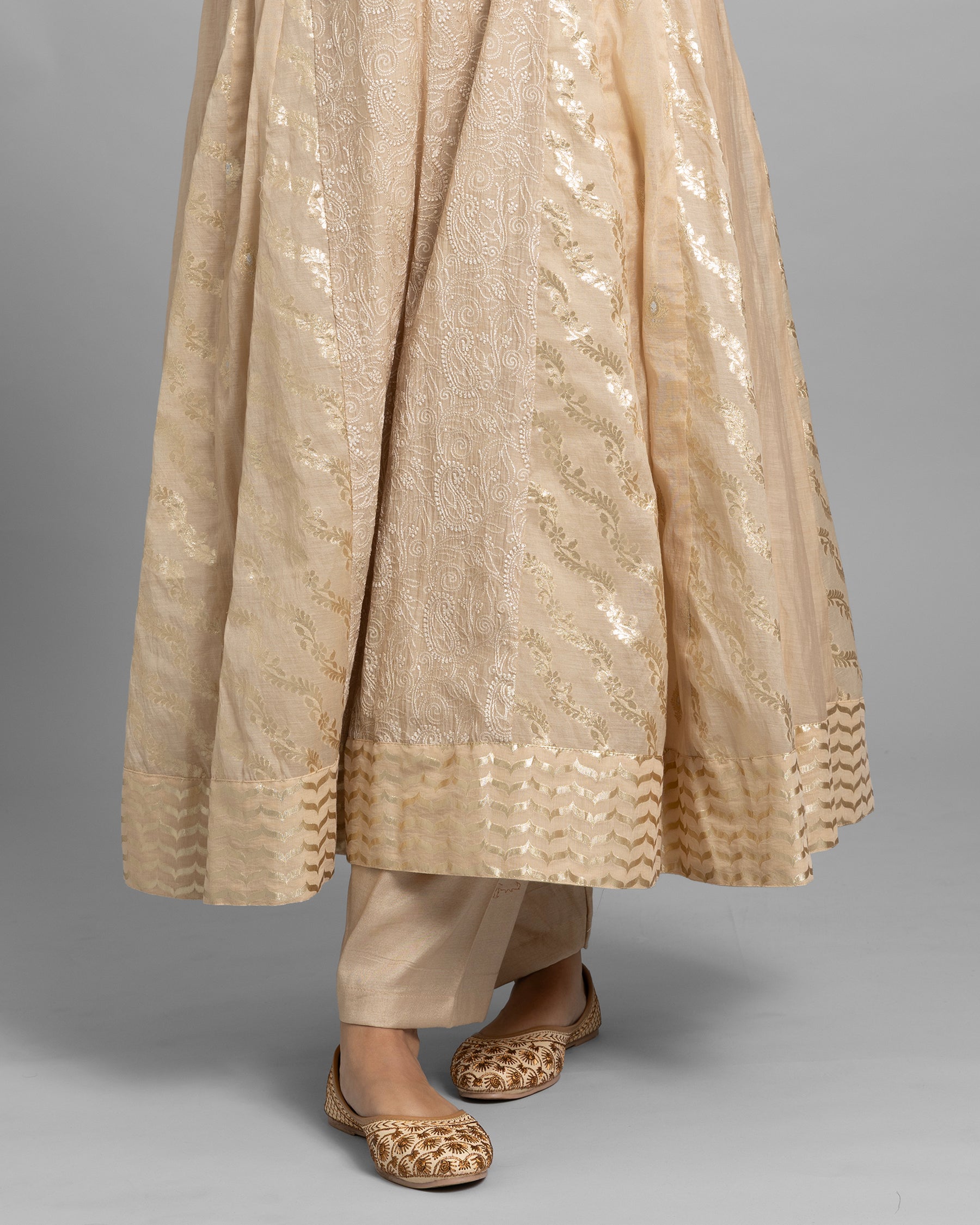 BEIGE LUCKNOWI ANARKALI ENSEMBLE
