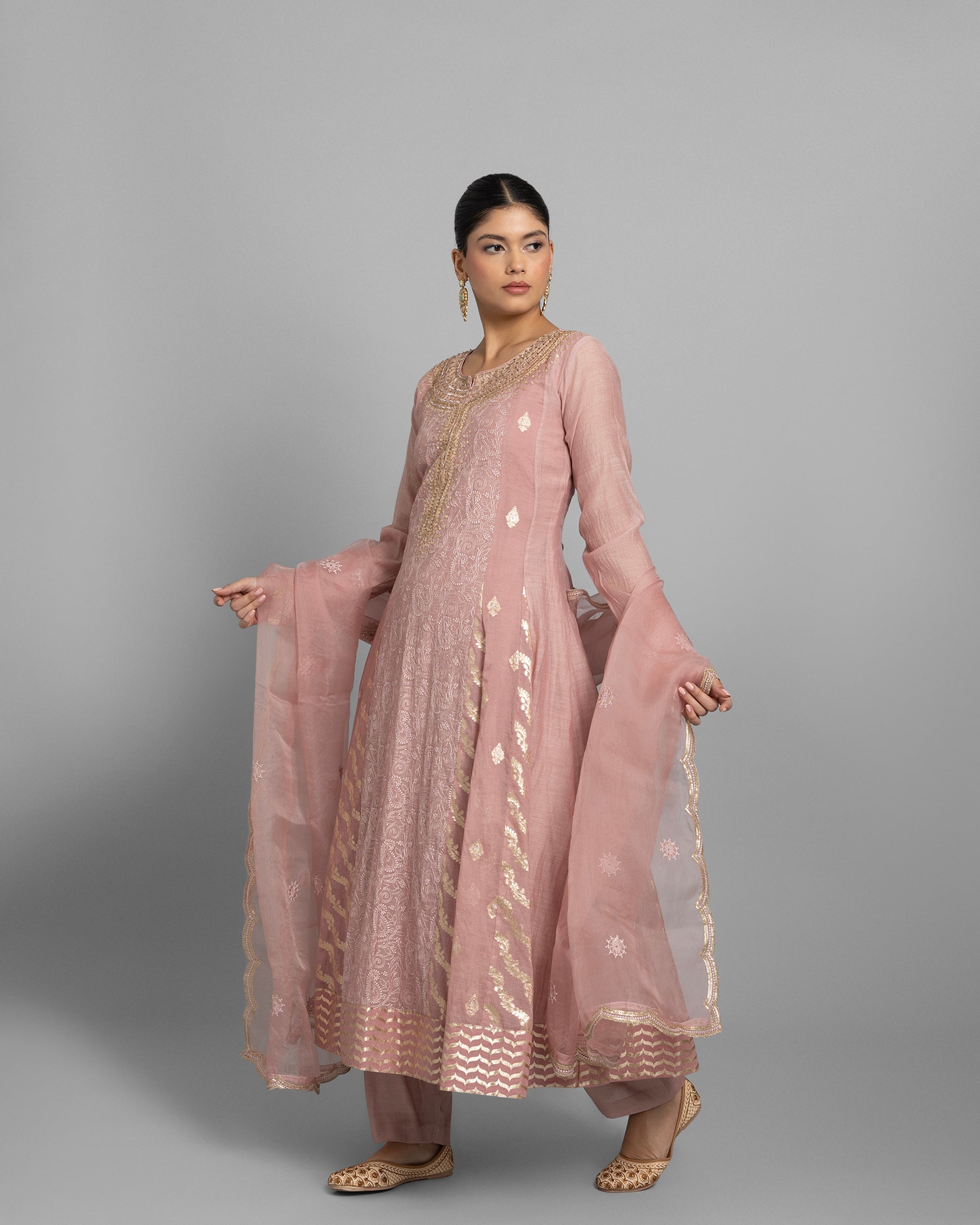 DUSTY ROSE LUCKNOWI ANARKALI ENSEMBLE