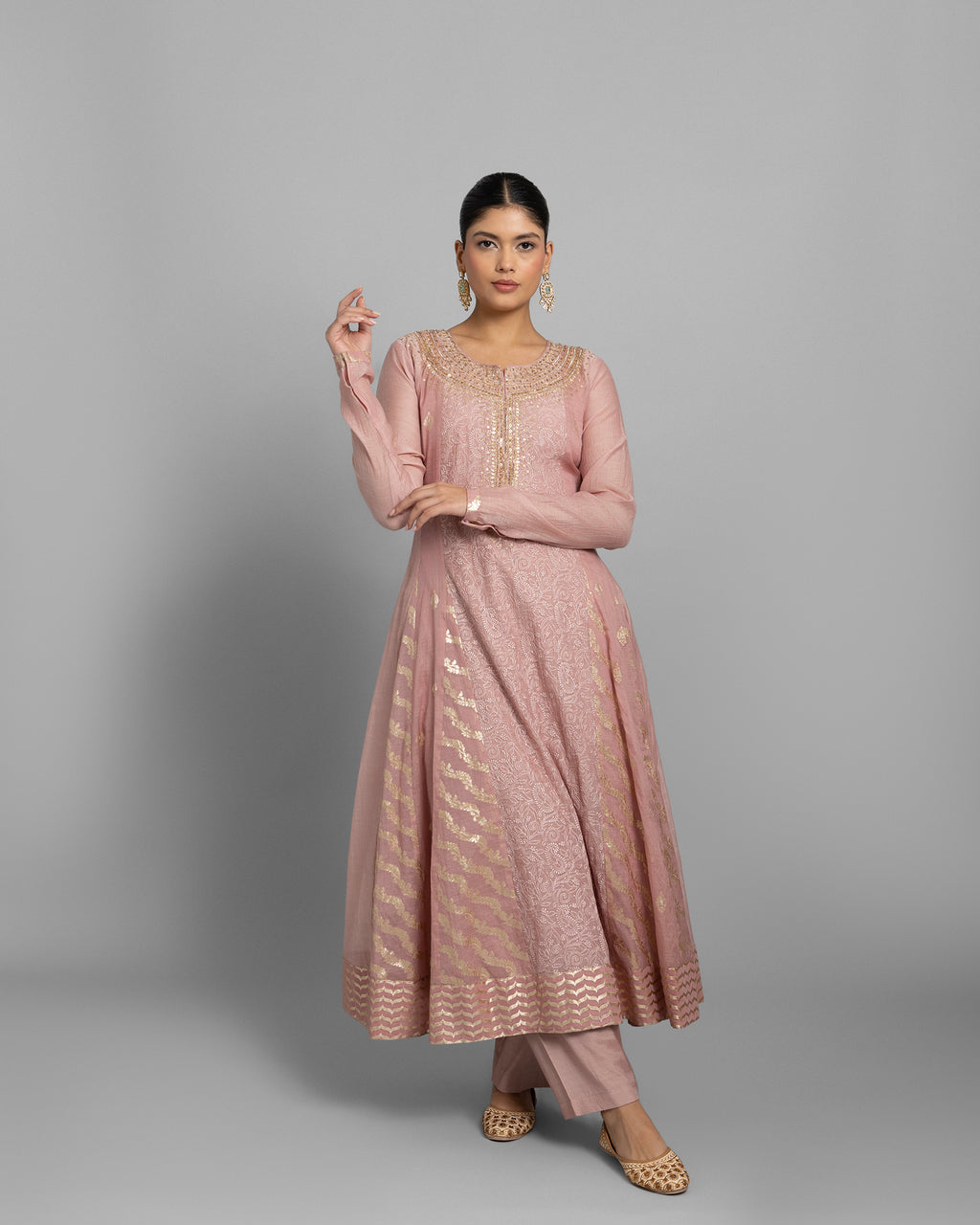DUSTY ROSE LUCKNOWI ANARKALI ENSEMBLE
