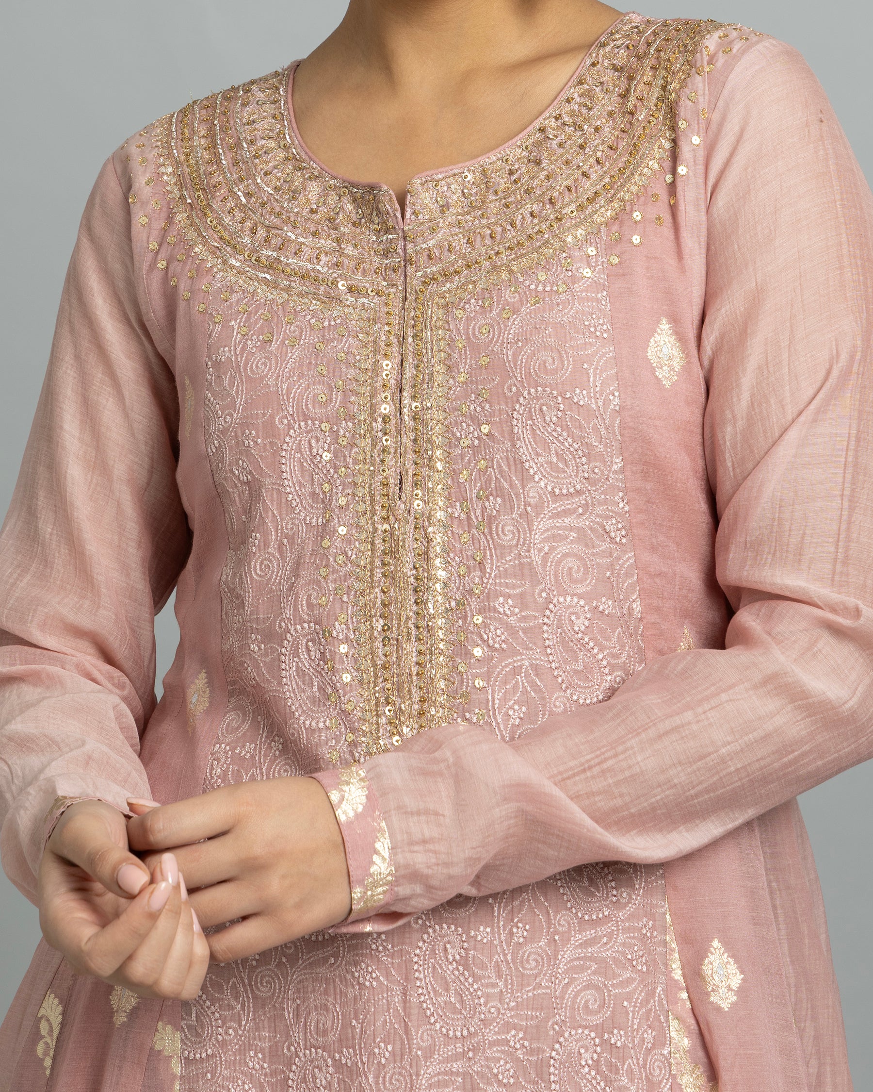 DUSTY ROSE LUCKNOWI ANARKALI ENSEMBLE