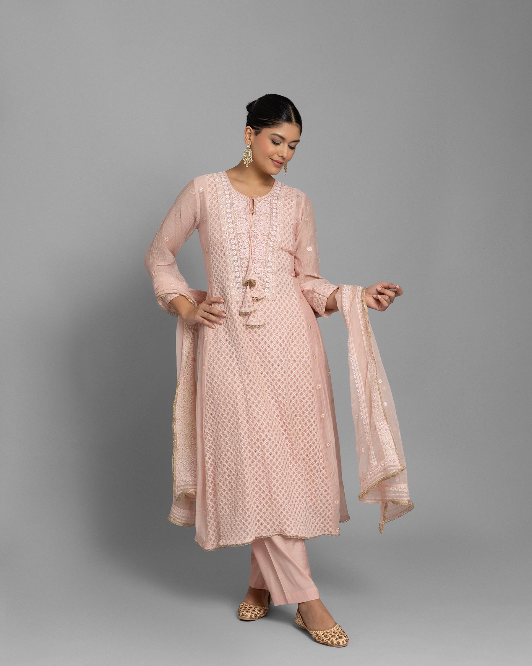 DUSTY ROSE LUCKNOWI ANARKALI ENSEMBLE