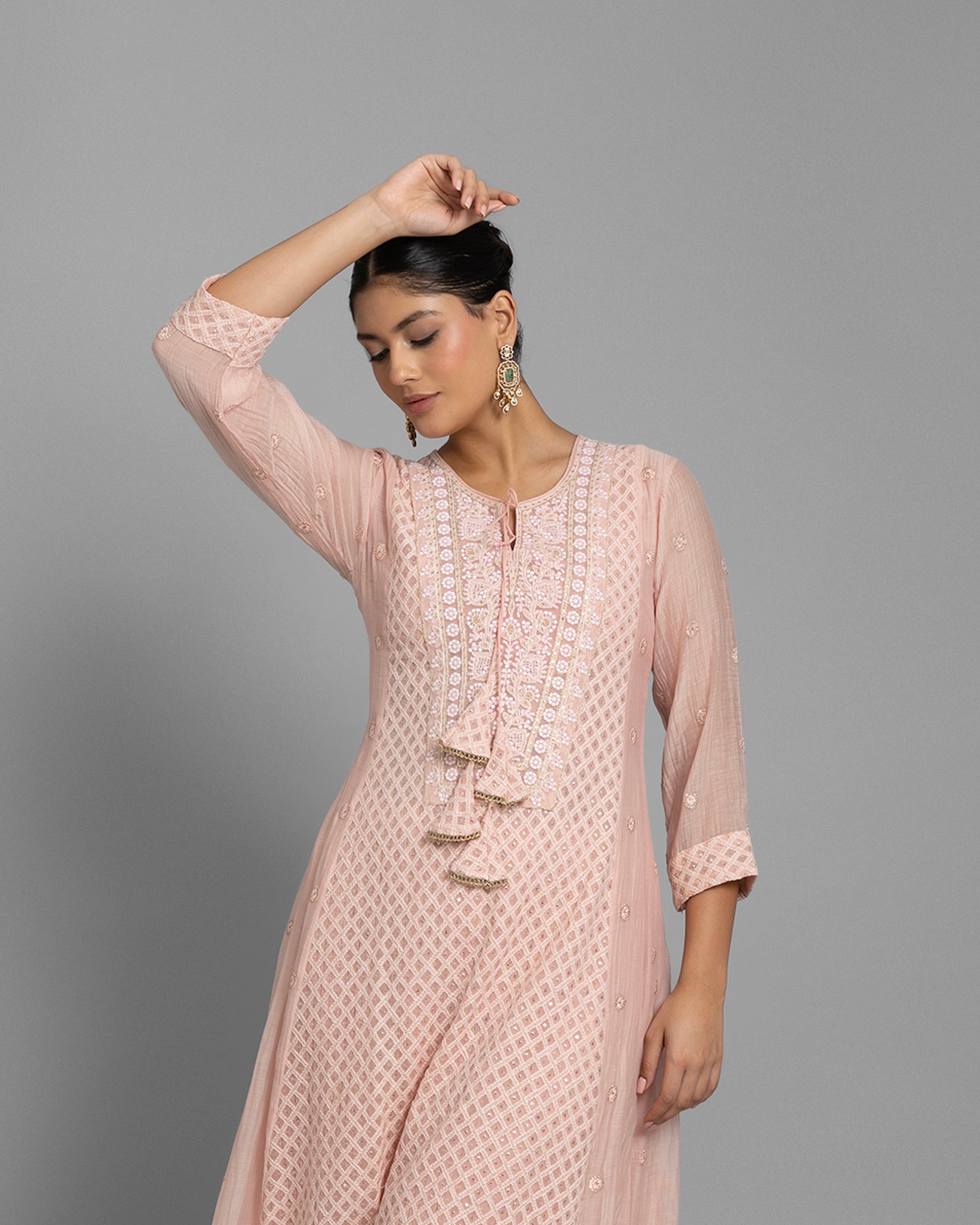 DUSTY ROSE LUCKNOWI ANARKALI ENSEMBLE