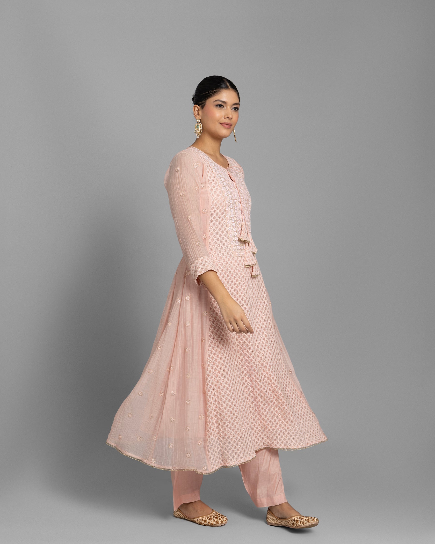 DUSTY ROSE LUCKNOWI ANARKALI ENSEMBLE