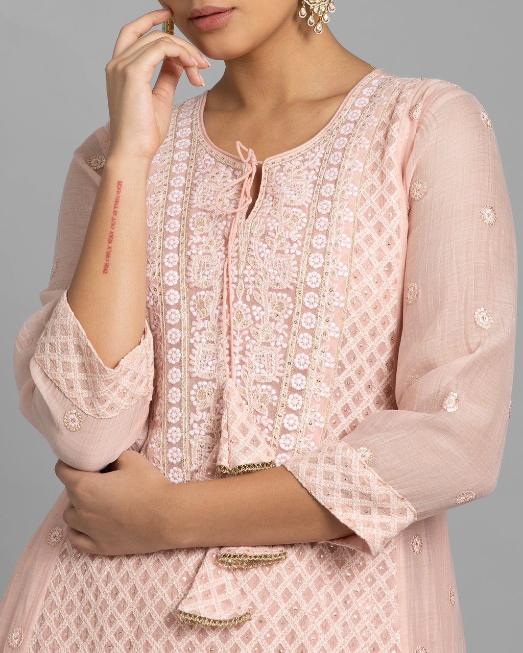 DUSTY ROSE LUCKNOWI ANARKALI ENSEMBLE