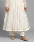 IVORY BANARASI WOVEN LUCKNOWI ANARKALI SET