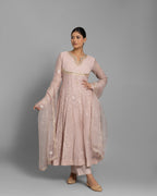 MONOCHROME EMBROIDERED LUCKNOWI ANARKALI SET