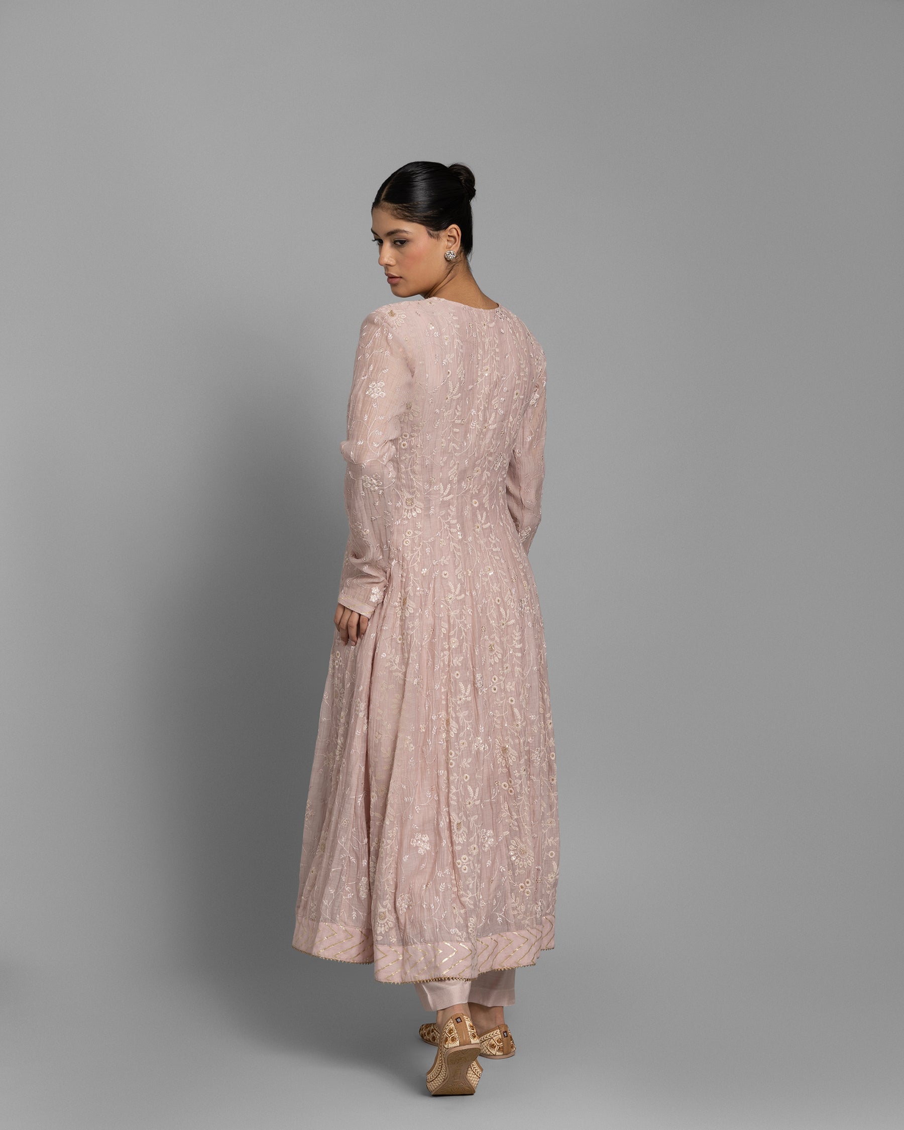 MONOCHROME EMBROIDERED LUCKNOWI ANARKALI SET