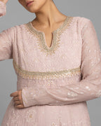 MONOCHROME EMBROIDERED LUCKNOWI ANARKALI SET